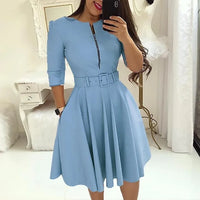 Autumn Chic: Elegant Midi Dress with Half Sleeves