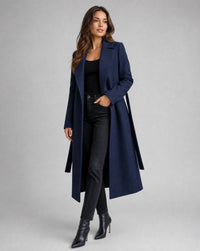 Marit | Stilvoller langer Wolltrenchcoat mit Gürtel