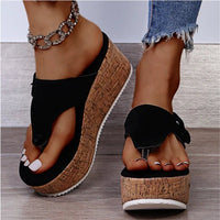 Nova | Kurken wedge sandalen met strikdetail