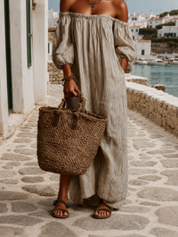 Sophie | Maxikleid mit langen Ärmeln und mediterranem Muster
