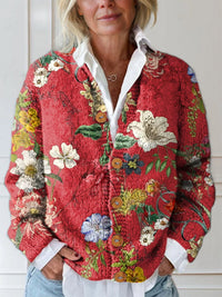 Mila | Stijlvol en warm gewatteerd vest met vintage bloemenmotief