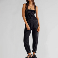 Ines | Tough Denim Jumpsuit with Crossed Straps