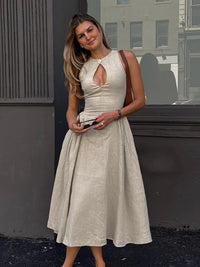 Vestido Midi Plisado de Seda MystiqueMode
