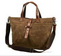 Milan | Gewaxte canvas Tote-tas met leren details