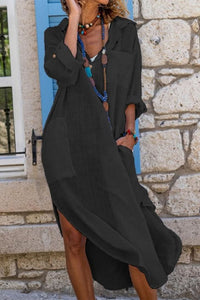 Charlotte | Comfortable linen shirt dress with V-neck