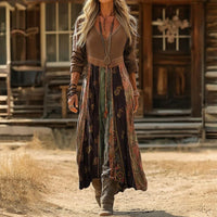 Kerstin | Elegantes Boho-Maxikleid mit Patchworkmuster