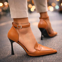 Linda | Tacones elegantes con pulsera en el tobillo y punta estrecha