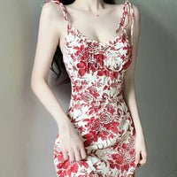 Robe slip à fleurs style français
