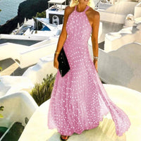 Leah | Elegante plissé maxi-jurk met halternek