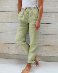 Velanora - Pantaloni in Lino Comodi con Vita Alta da Donna