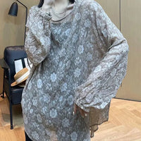 LuxeWoman Bluse mit gebrochenem Blumendekor