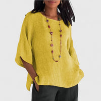Mila | Elegant Round Neck Blouse with Subtle Texture