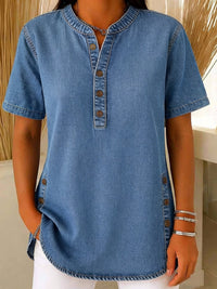 Tess | Blusa henley cómoda y moderna con mangas cortas