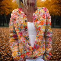 Rosalind | Gestrickter Cardigan mit elegantem Blumenmuster für den Herbst
