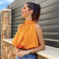 Selina | Sexy kurzes Neckholder-Top für Damen | Orange