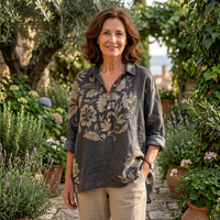 Johanna | Elegante Leinenbluse mit feinem Blumenmuster