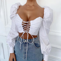 VELANORA White Crop Top