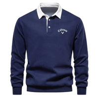 Daan | Wide polo sweater with a contrasting collar