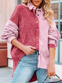 Herbst Cord-Bluse mit Kontrastfarben