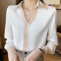 Herbstliche Eleganz: Weiße Chiffonbluse mit langen Ärmeln