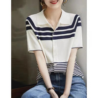 Sommerliches Eis-Seide-Polo-Top für Damen