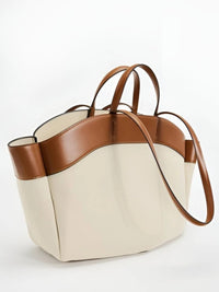 Fleur | Canvas tote bag with leather details and spacious storage