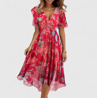 Mila | Elegant Midi Dress with Romantic Floral Print