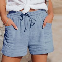 Sofia | Elegant linen-look shorts with lace details