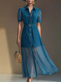 Lieke | Elegante maxi-jurk met knoopsluiting en verfijnde V-hals
