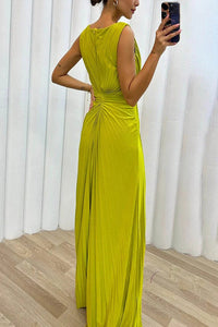 Johanna | Langes ärmelloses Kleid mit Raffung