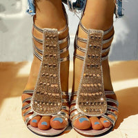 Katrin | Glamoureuze sandalen met strass en blokhakken