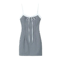 Betoverende Zomerse Chic: De "Zonnestraal" Checkered Tube Top Sling Mini Jurk