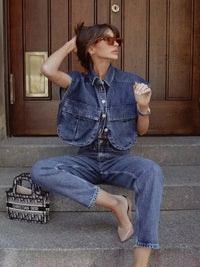 Savina Elegante Denim-Bluse