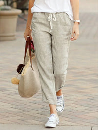 Pantaloni da donna in cotone e lino FashionFlair