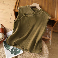 Camiseta sin mangas de algodón con cuello de hebilla disco