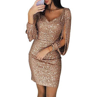 Isabelle | Sequin dress with deep V-neck and glamorous party style