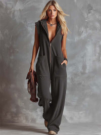 Anouk | Sportieve mouwloze jumpsuit met capuchon