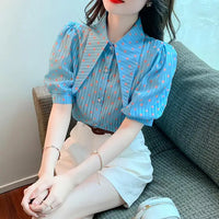 Blouse met Polka Dot en Gestreepte Print voor Vrouwen