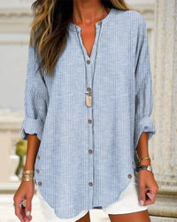 Kristin | Elegante V-Ausschnitt-Bluse mit Streifen