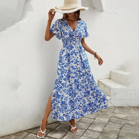Luna | Blumenreiche & Bequeme Maxi-Kleid mit V-Ausschnitt