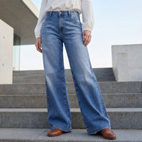 Melanie | Elegante High-Waist-Jeans mit weitem Bein