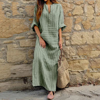 Frühling Sommer Gestreiftes langes Hemdkleid