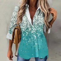 Sonnige Mode Sommer glänzende Print Damenbluse