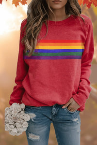 Noa | Relaxte Regenboog Gestreepte Sweatshirt Met Vintage Uitstraling