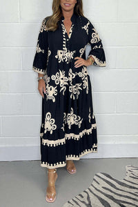 Juliane| Elegantes, fließendes langes Maxikleid mit Blumenmuster