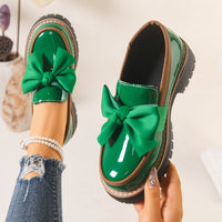 Juliane| Shiny thick-soled bow loafers