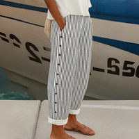 Aveline | Pantaloni a righe con vita alta e stile raffinato da donna