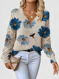 Matilda | Eleganter gestrickter Pullover mit Blumenmuster