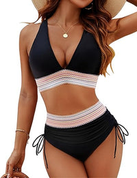 Lisa | Chic elegant tummy control bikini set with V-neck
