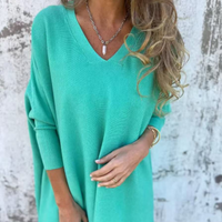 Luna| Bequemes oversized gestricktes V-Ausschnitt T-Shirt